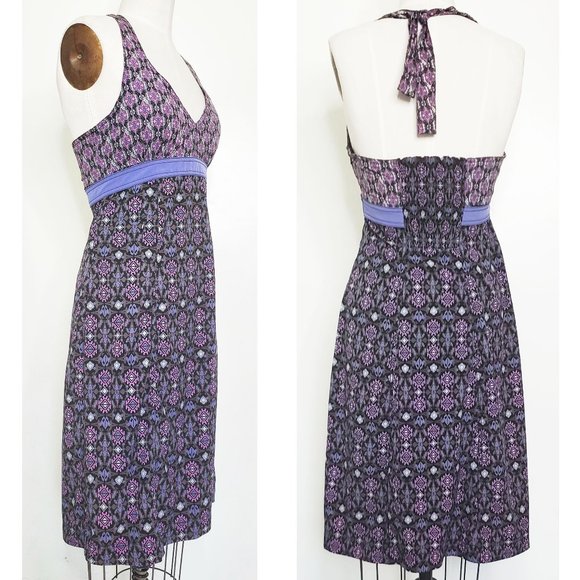 Athleta Womens Pack Everywhere Lilac Ikat Halter Dress 8 - Picture 1 of 14